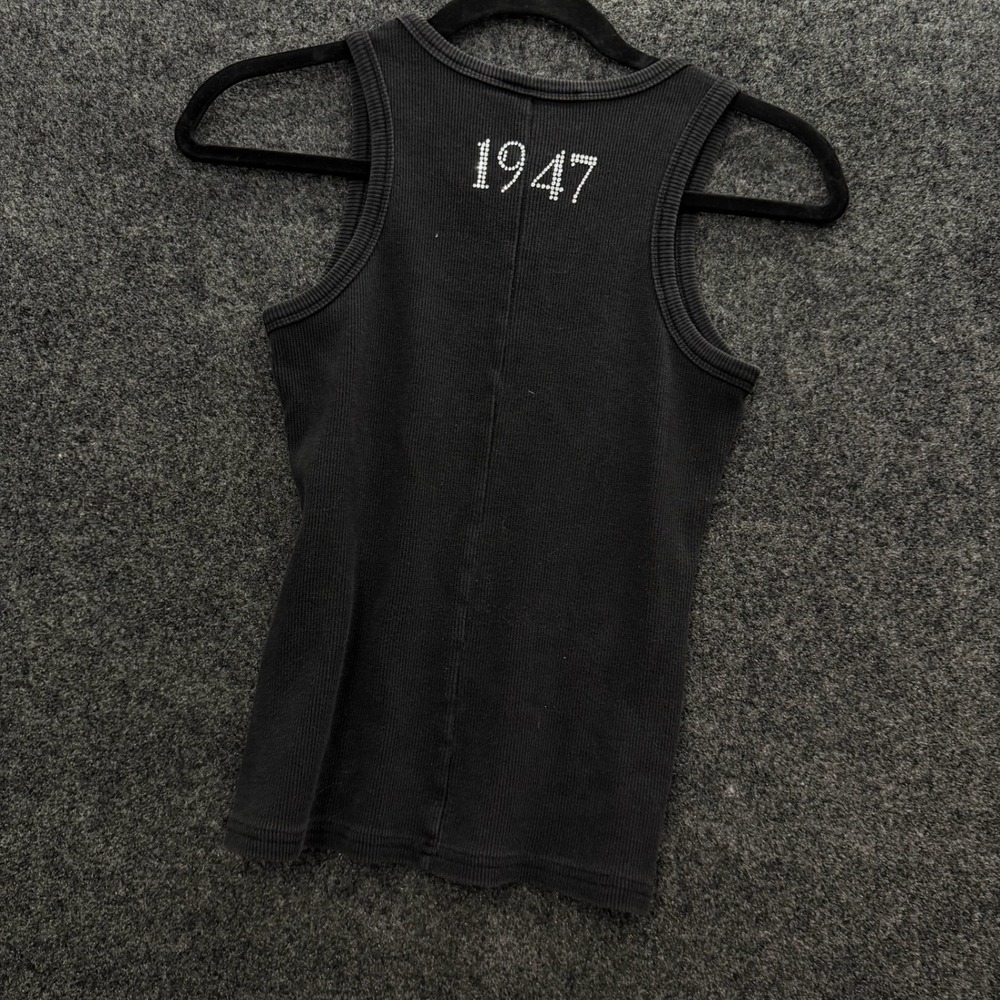 Christian Dior J'Adore Dior 1947 Rhinestone Ribbed Tank Top Black Y2K Vintage - Picture 2 of 7